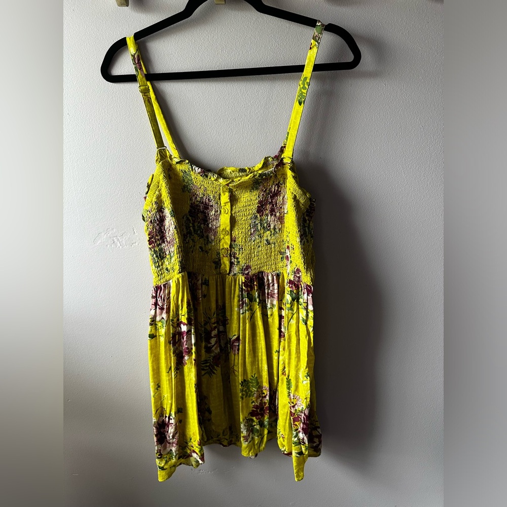 Torrid Yellow Floral Smocked Babydoll Top Size 3X
